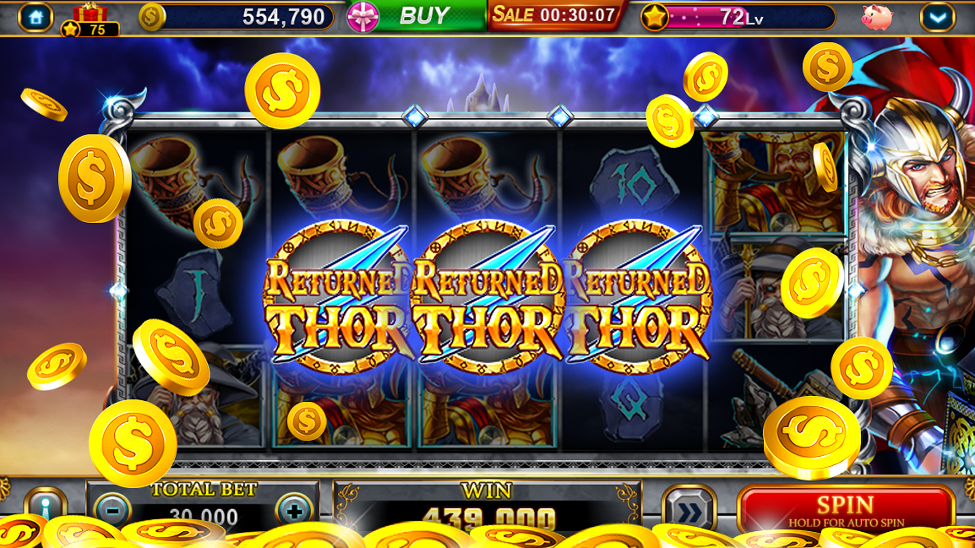 A detailed view of a slot machine game on the JiliHot7 app.